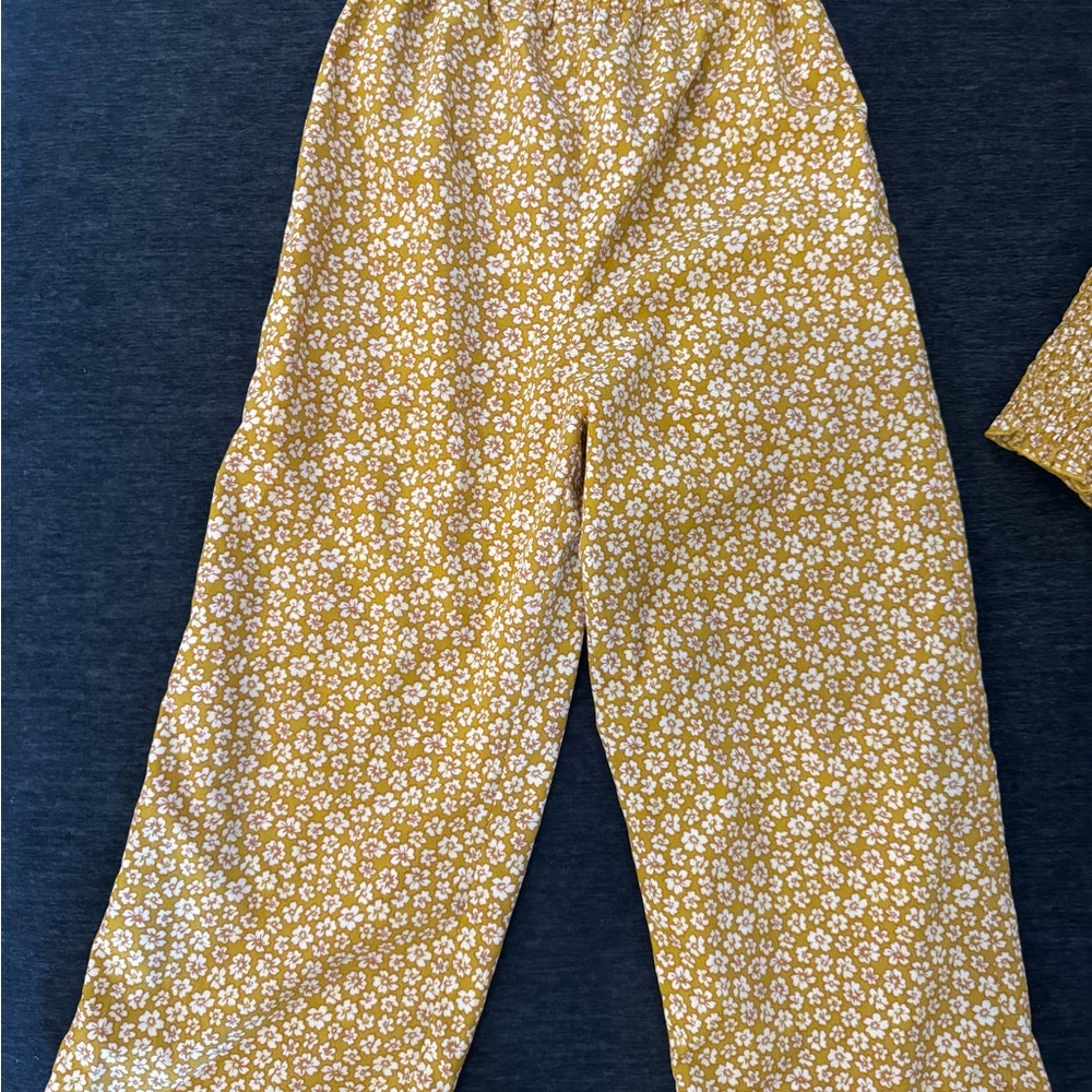 Japna girls Mustard Yellow Floral Smocked Top & Pant Set size 7 - Picture 4 of 6